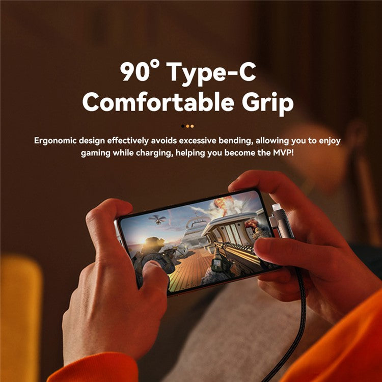 ESSAGER 2m USB-A to iP + Type-C 90 Degree Right Angle 3A Fast Charging Data Cable