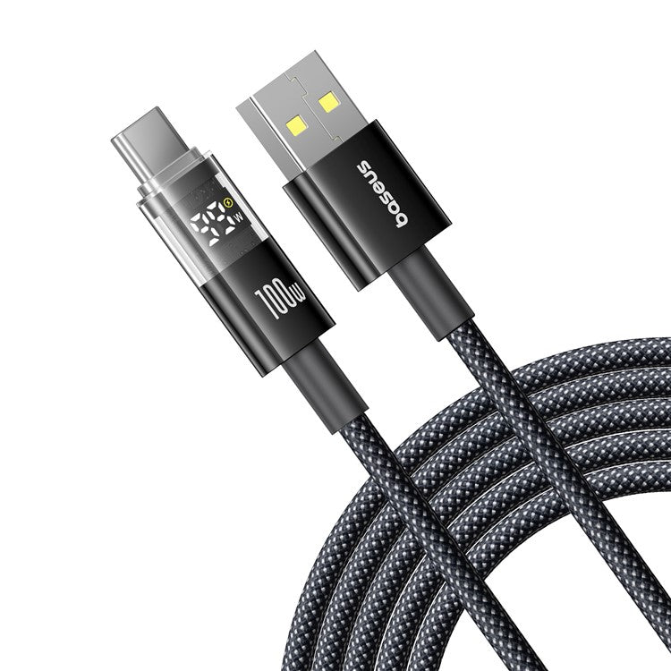 BASEUS Dispaly II 1m 100W Cable Data Transfer USB-A to USB-C Fast Charging Cord - Black