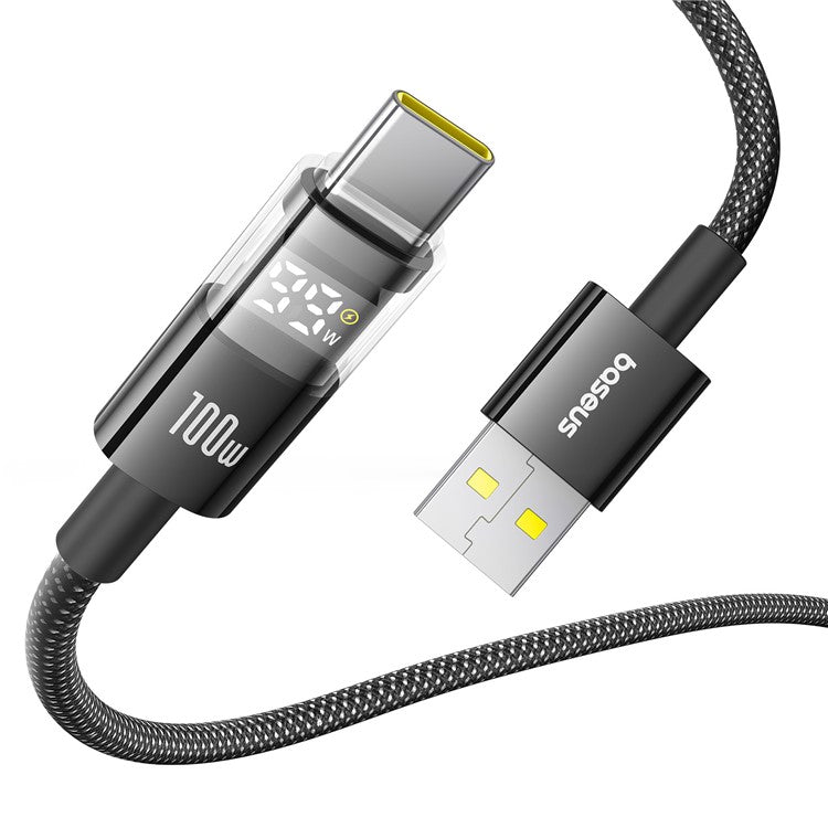 BASEUS Dispaly II 1m 100W Cable Data Transfer USB-A to USB-C Fast Charging Cord - Black