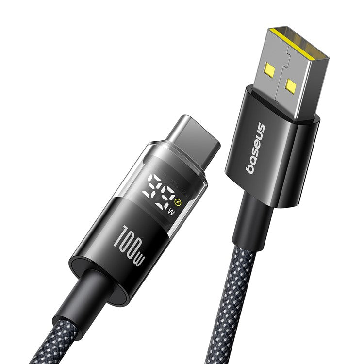 BASEUS Dispaly II 1m 100W Cable Data Transfer USB-A to USB-C Fast Charging Cord - Black