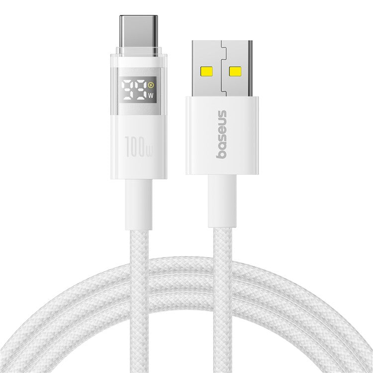BASEUS Dispaly II 1m 100W Cable Data Transfer USB-A to USB-C Fast Charging Cord - White
