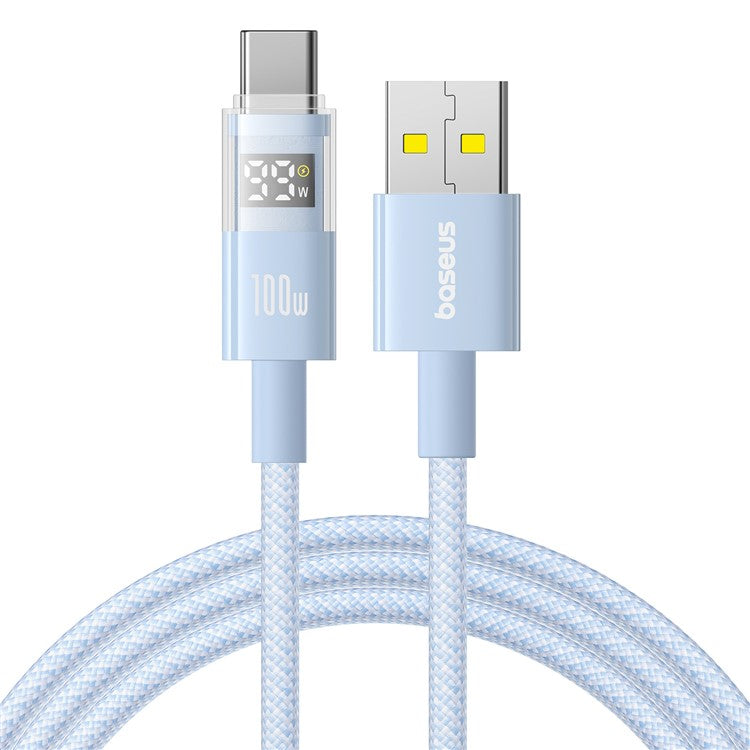 BASEUS Dispaly II 1m 100W Cable Data Transfer USB-A to USB-C Fast Charging Cord - Blue