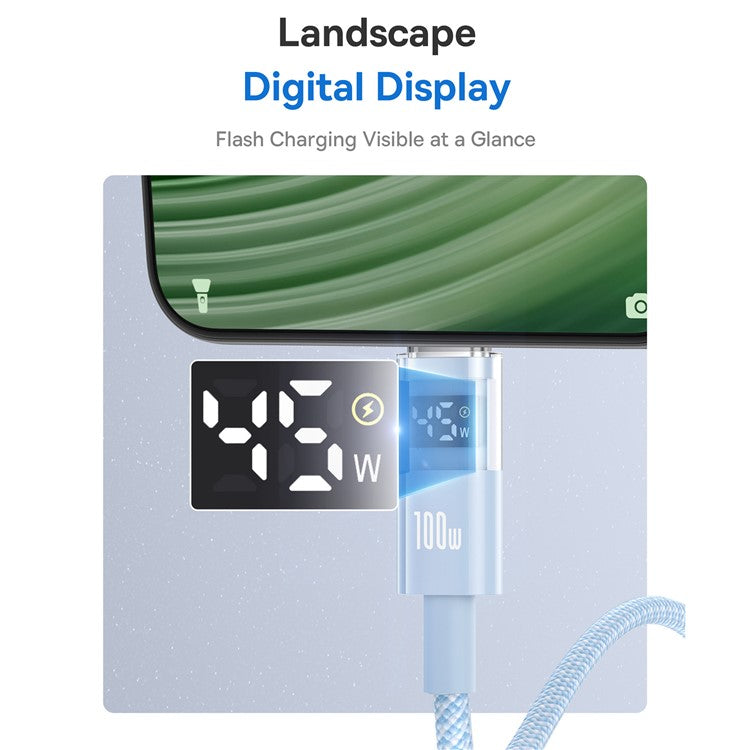 BASEUS Dispaly II 1m 100W Cable Data Transfer USB-A to USB-C Fast Charging Cord - Blue