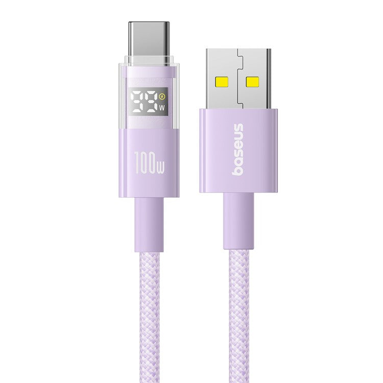 BASEUS Dispaly II 1m 100W Cable Data Transfer USB-A to USB-C Fast Charging Cord - Purple