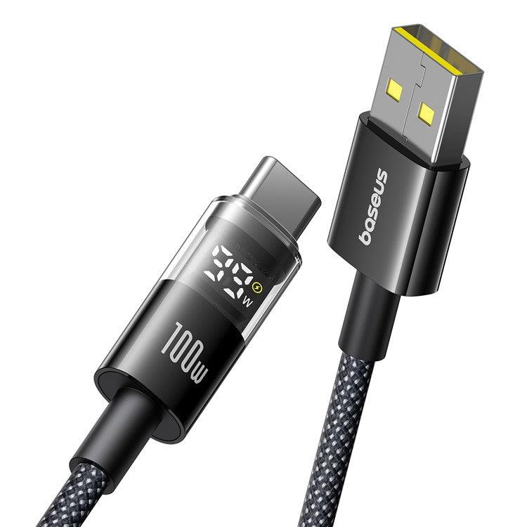 Baseus Dispaly II 2m 100W Cable Data Transfer USB-A to USB-C Fast Charging Cord - Black