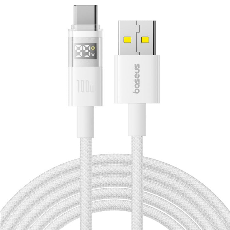 Baseus Dispaly II 2m 100W Cable Data Transfer USB-A to USB-C Fast Charging Cord - White