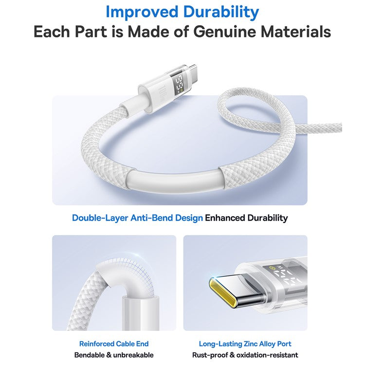 Baseus Dispaly II 2m 100W Cable Data Transfer USB-A to USB-C Fast Charging Cord - White