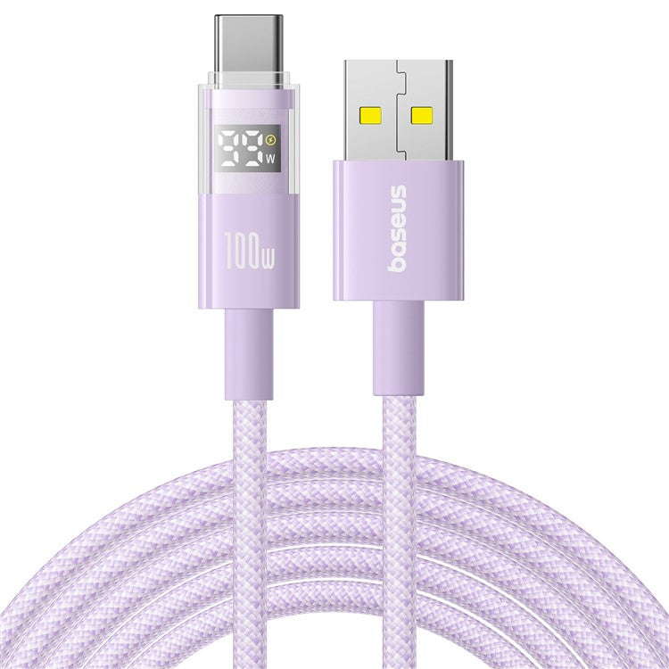Baseus Dispaly II 2m 100W Cable Data Transfer USB-A to USB-C Fast Charging Cord - Purple