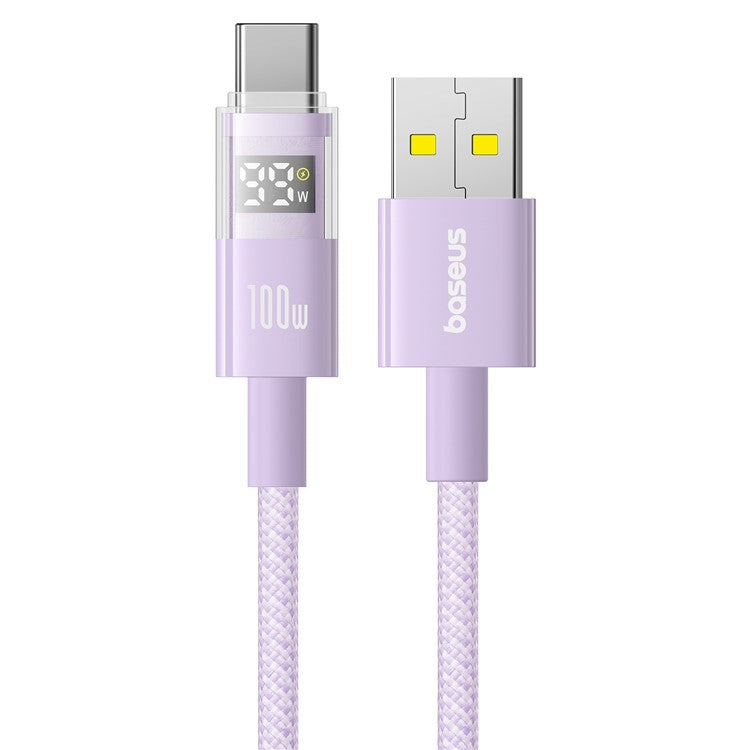 Baseus Dispaly II 2m 100W Cable Data Transfer USB-A to USB-C Fast Charging Cord - Purple