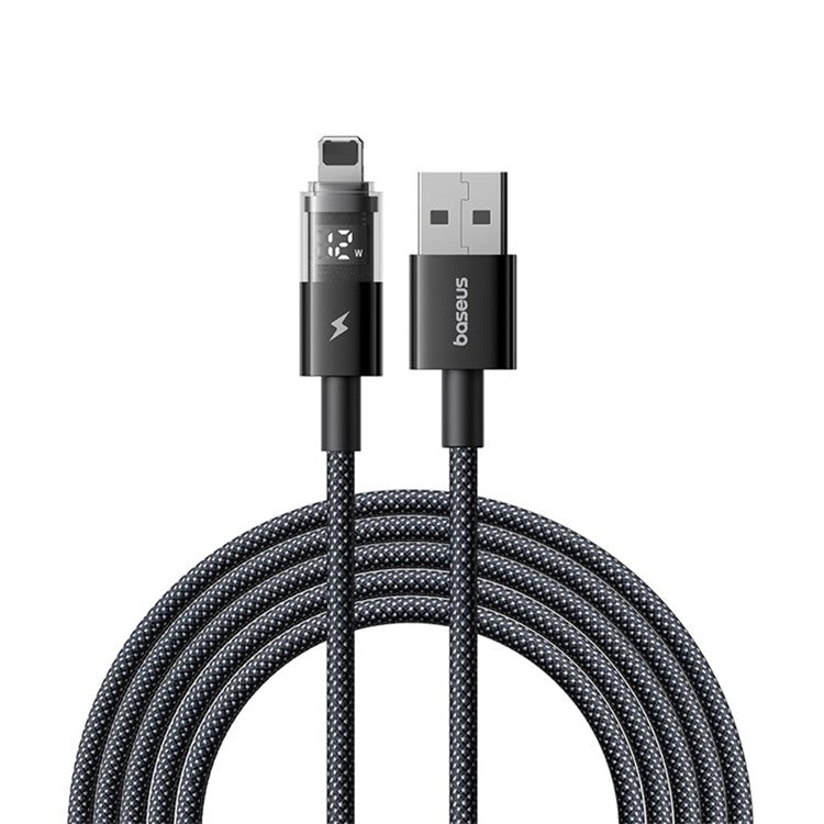 BASEUS 2m 2.4A Fast Charging Data Cable USB-A to Lightning Nylon Braided Cord - Black