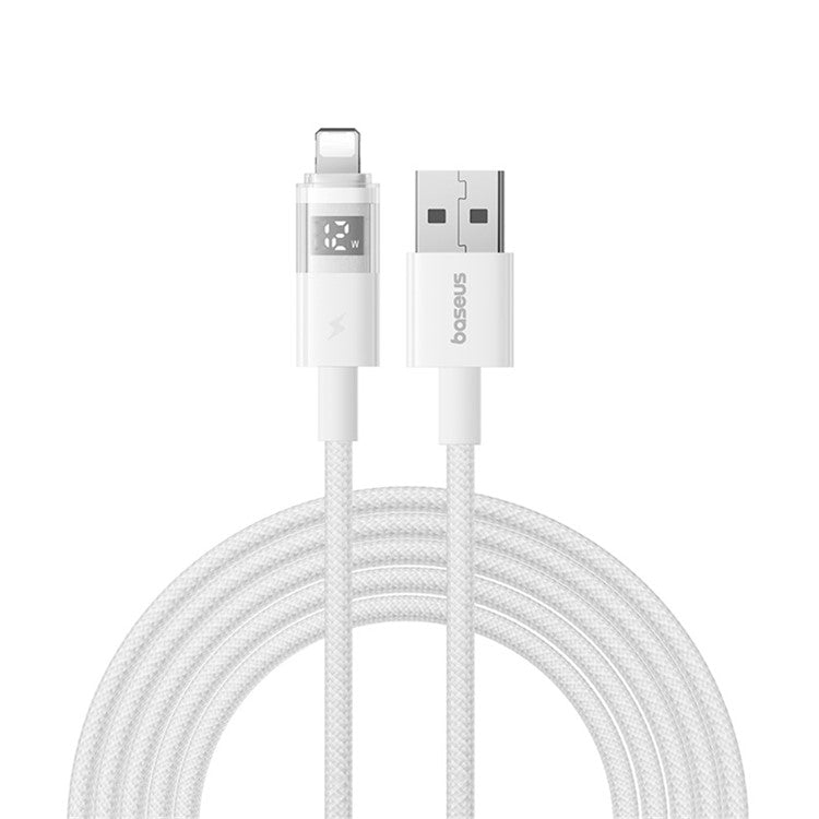 BASEUS 2m 2.4A Fast Charging Data Cable USB-A to Lightning Nylon Braided Cord - White