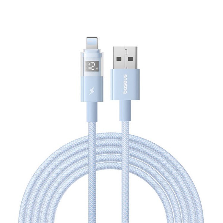 BASEUS 2m 2.4A Fast Charging Data Cable USB-A to Lightning Nylon Braided Cord - Blue