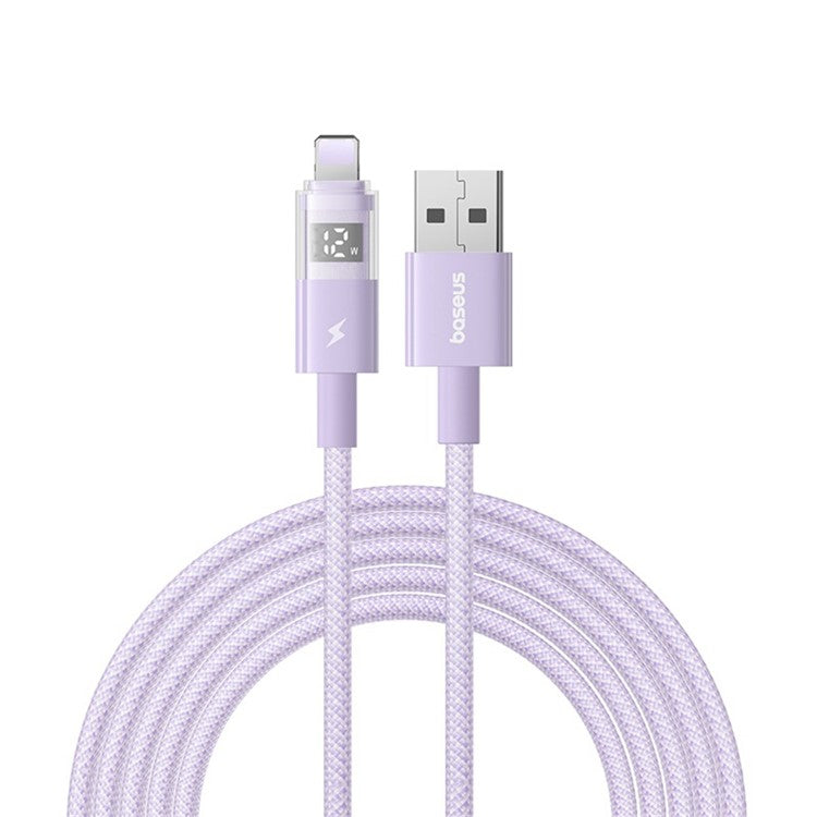 BASEUS 2m 2.4A Fast Charging Data Cable USB-A to Lightning Nylon Braided Cord - Purple