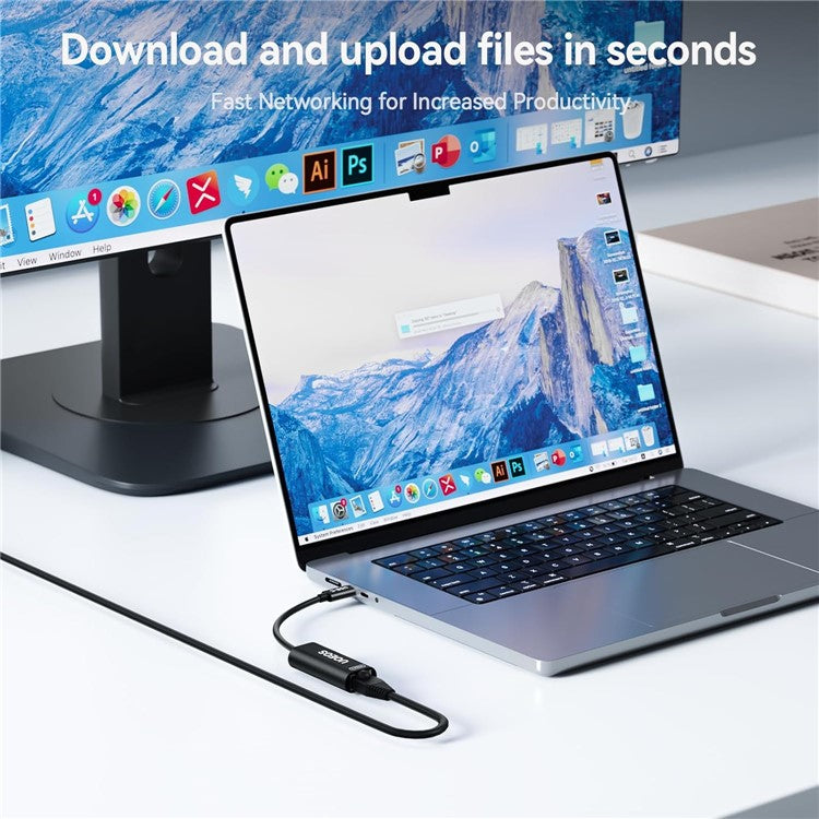 UOEOS USB 3.1 Type-C to Ethernet Adapter 2.5G High Speed RJ45 Wired Network Converter - Black