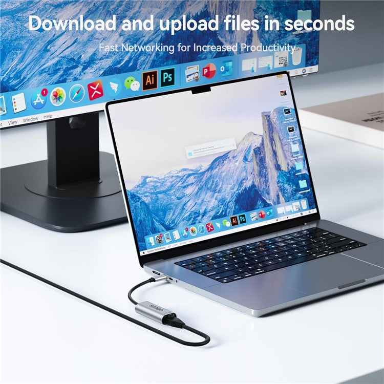 UOEOS USB 3.1 Type-C to Ethernet Adapter 2.5G High Speed RJ45 Wired Network Converter - Silver