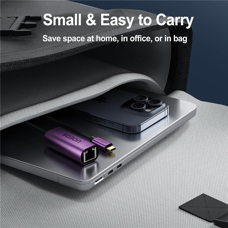 UOEOS USB 3.1 Type-C to Ethernet Adapter 2.5G High Speed RJ45 Wired Network Converter - Purple