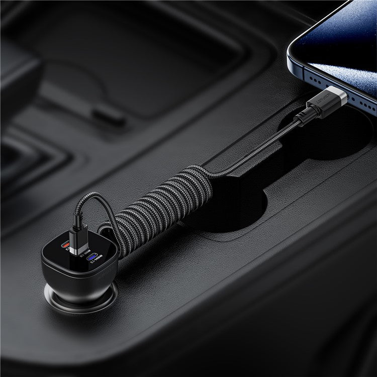 ACEFAST C14-04 1.2m USB-A to USB-C Spring Coiled Braided Data Cable 3A Fast Charging