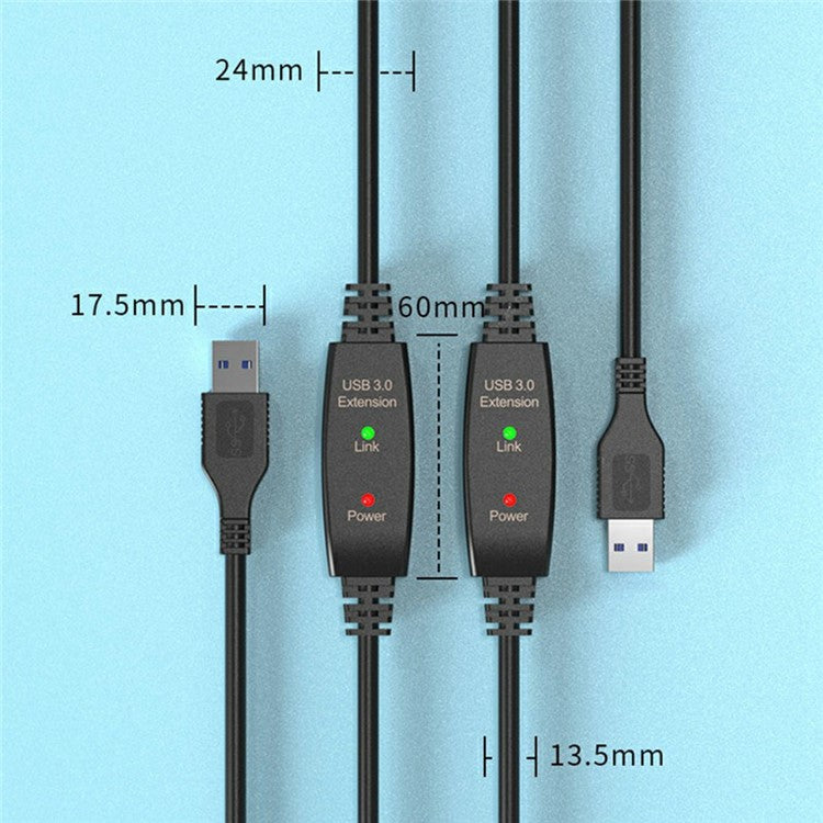 U3AA 15m USB3.0 Male to Male PVC Extension Cable for Conference Camera Mouse Scanner