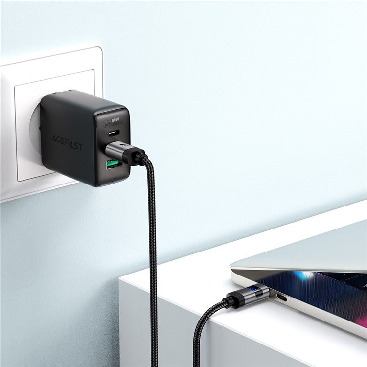 ACEFAST C15-03 1.2m USB-C to USB-C Charging Cable LED Power Display Braided Data Cord