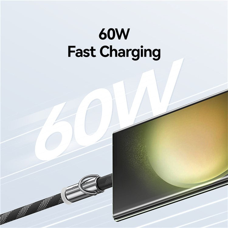 USAMS SJ745 1.2m Crossbody Phone Lanyard Type-C To Type-C 60W Charging Cable - Fluorescent Green