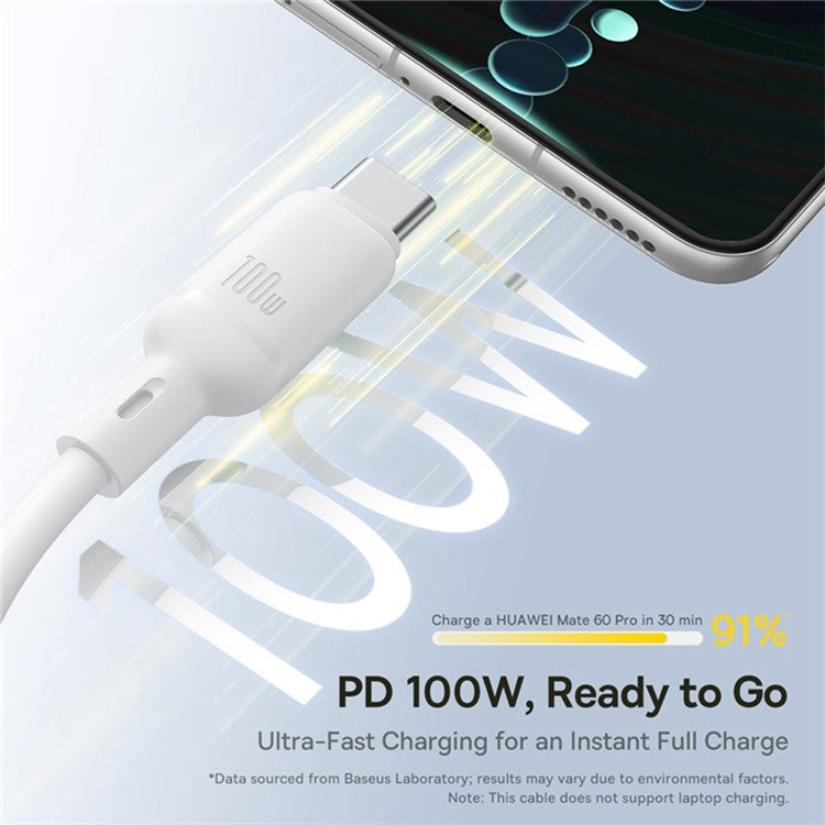 BASEUS Silky 1.5m One-For-Three USB-A to Micro + iP + Type-C 100W Fast Charging Cable - White