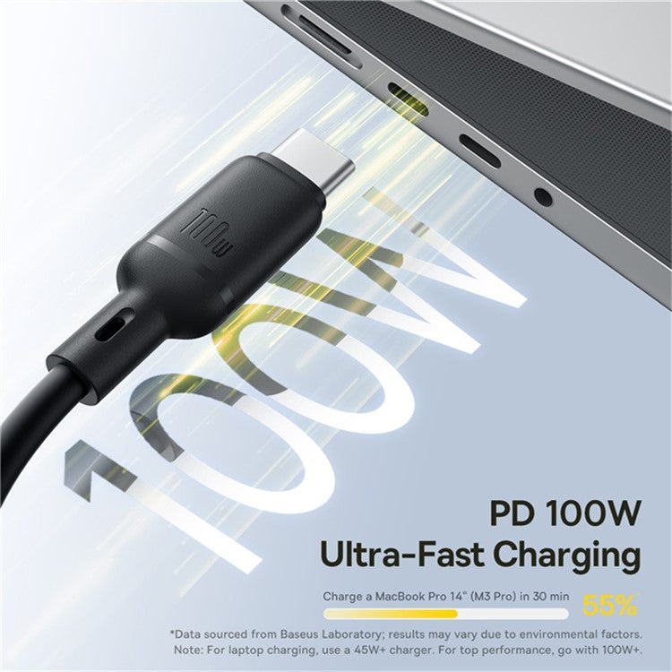 BASEUS Silky 1.5m One-For-Three USB-C to Micro + iP + Type-C 100W Fast Charging Cable - Black