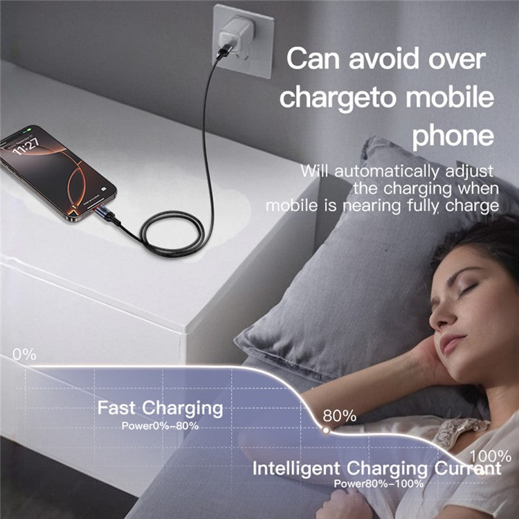 YESIDO CA183 USB C to C Cable 60W Fast Charging 2M / 6.6FT Aluminum Alloy Braided Data Sync Cord