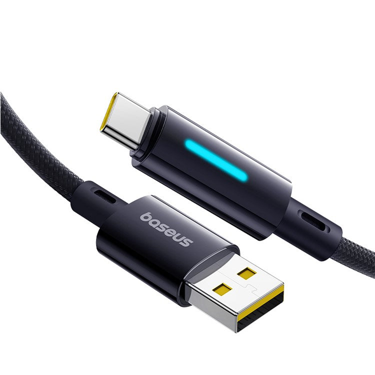 BASEUS Lit 1m USB to Type C Nylon Braided 100W Fast Charging Cable with Dynamic Flowing Light