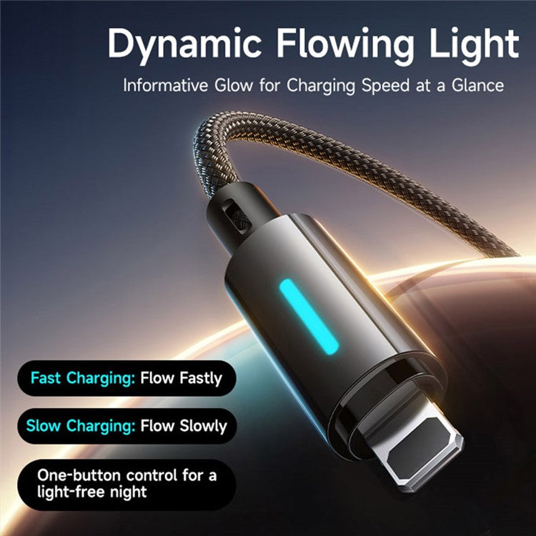 BASEUS Lit 1m USB to iP 2.4A Fast Charging Cable Data Cord with Dynamic Flowing Light