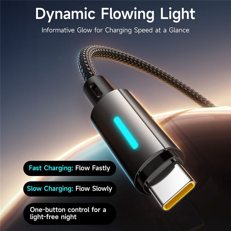 BASEUS Lit 2m Type C to Type C Nylon Braided 100W Fast Charging Cable with Dynamic Flowing Light