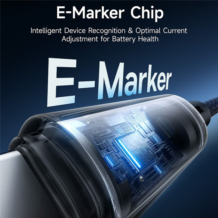 BASEUS Lit 2m Type C to Type C Nylon Braided 100W Fast Charging Cable with Dynamic Flowing Light