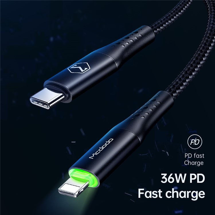 MCDODO CA-7360 MDD 1.2M USB-C to Lightning 8Pin Male PD Charger Cable Smart Auto Disconnect for iPhone iPad iPod