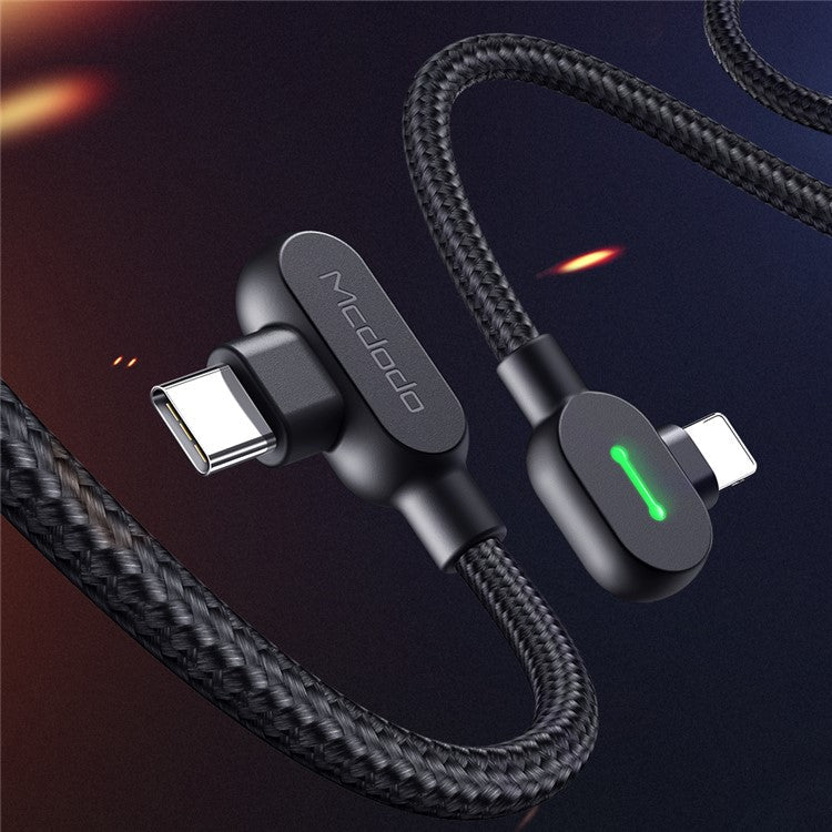 MCDODO Button Series 1.2M USB-C Male to Lightning 8Pin Male PD Charging Cable with LED Indicator Light for iPhone iPad iPod