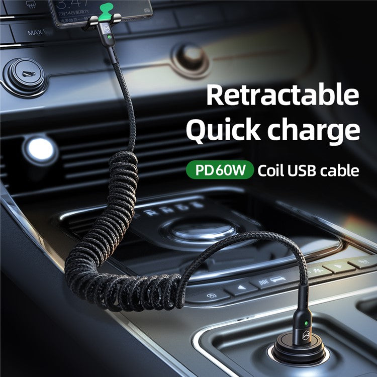 MCDODO for iPhone 15 Series Spring Coiled Type-C to Type-C Data Cable Power Delivery PD Fast Charger Cable