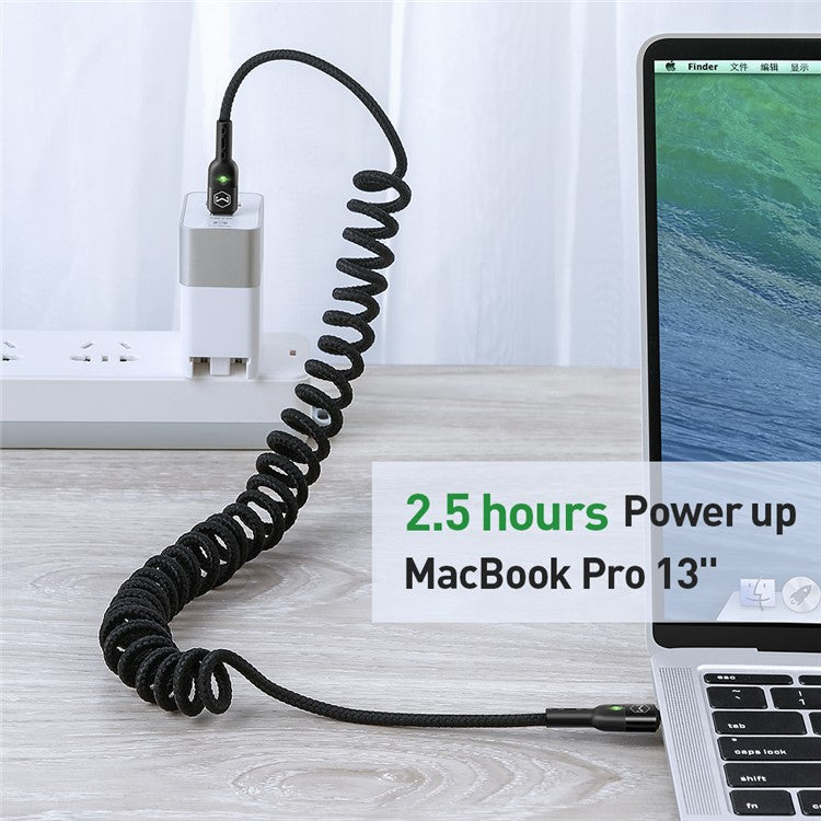 MCDODO for iPhone 15 Series Spring Coiled Type-C to Type-C Data Cable Power Delivery PD Fast Charger Cable