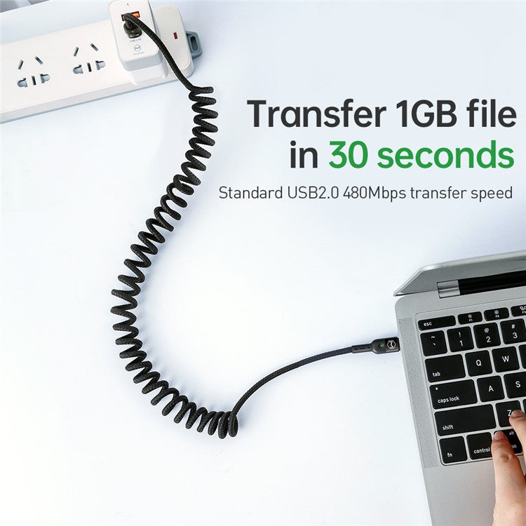 MCDODO for iPhone 15 Series Spring Coiled Type-C to Type-C Data Cable Power Delivery PD Fast Charger Cable