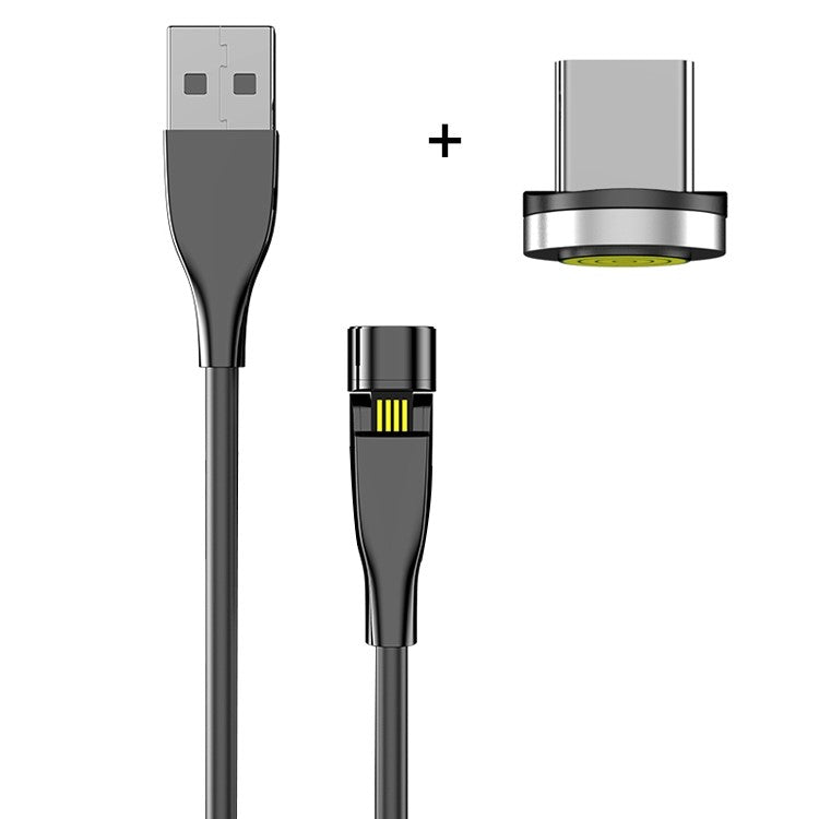 For iPhone 15 Series 1M Magnetic Type-C USB Data Sync Charging Cable for Samsung Huawei Xiaomi - Black