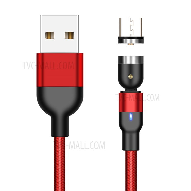 1m 2A USB to Micro USB Nylon Braided Rotatable Bending Magnetic Cable - Red