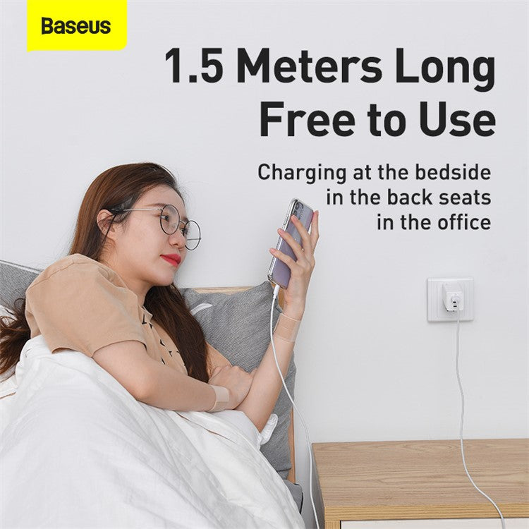 BASEUS Simple Wisdom 2Pcs/Set 1.5m 2.4A USB Mobile Phone Charging Cable - White