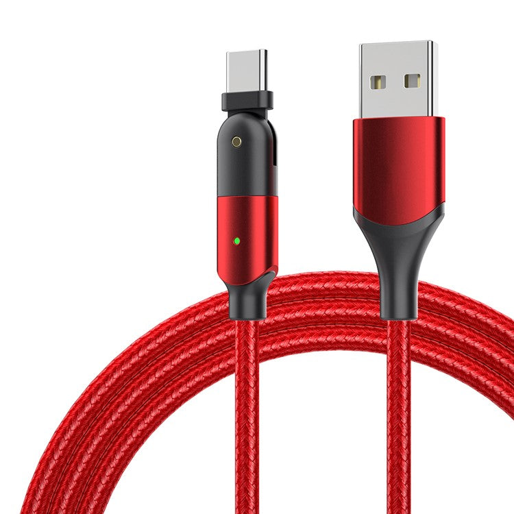 ZFXCT-WY0G Winding Series for iPhone 15 Series 3A USB to Type-C 180° Rotating Elbow Charging Data Cable, 1.2M - Red