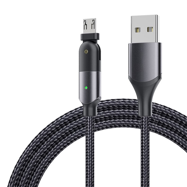 ZFXCT-WY0G Winding Series 2.4A Micro USB 180° Rotating Elbow Charging Data Cable, 1.2M - Black