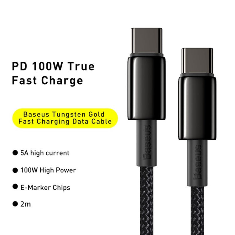 BASEUS for iPhone 15 Series Tungsten Gold Fast Charging Data Cable Type-C to Type-C 100W, 2M