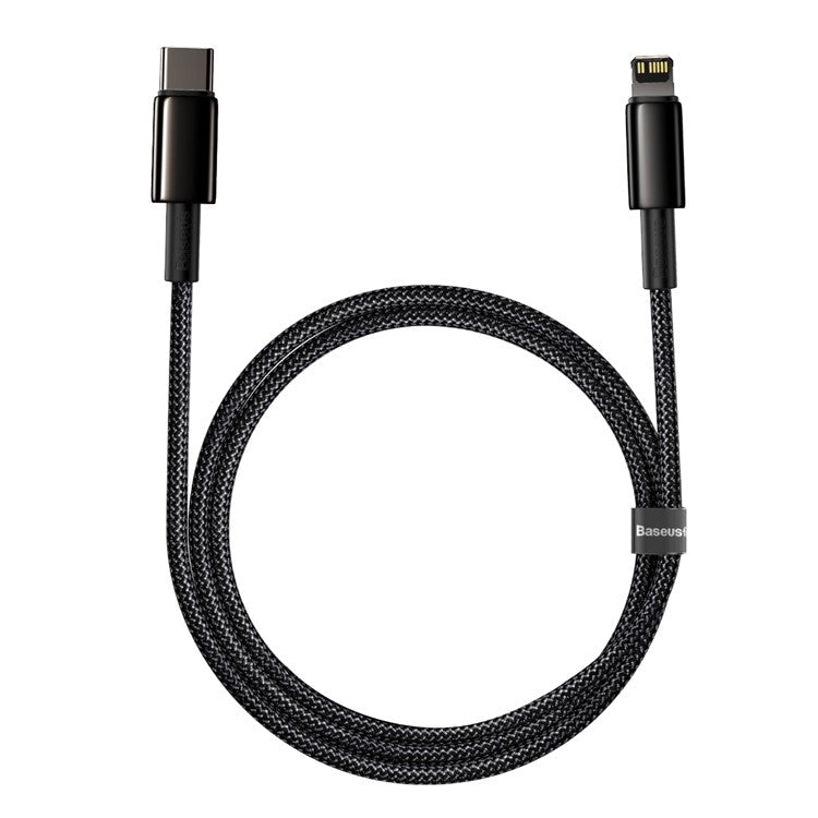 BASEUS 1m Type-C to iP Cable PD 20W Fast Charging Crod Data Sync Cable Support 480Mbps Transmission - Black