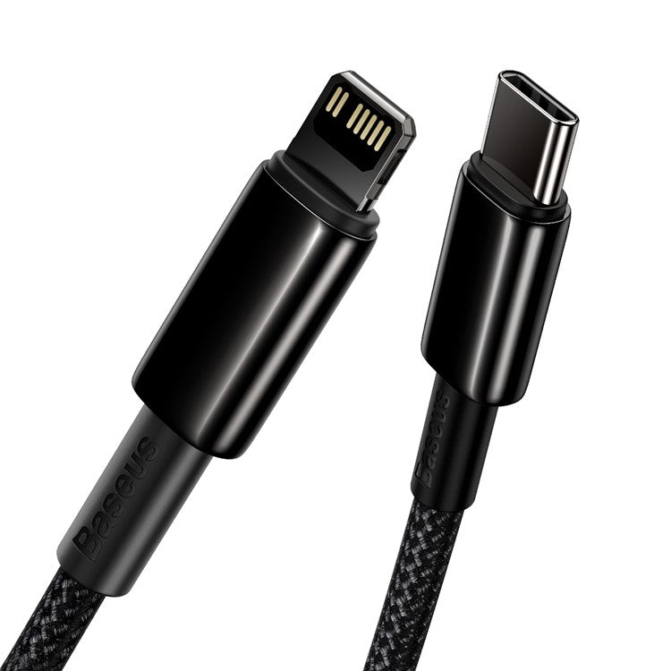 BASEUS 1m Type-C to iP Cable PD 20W Fast Charging Crod Data Sync Cable Support 480Mbps Transmission - Black