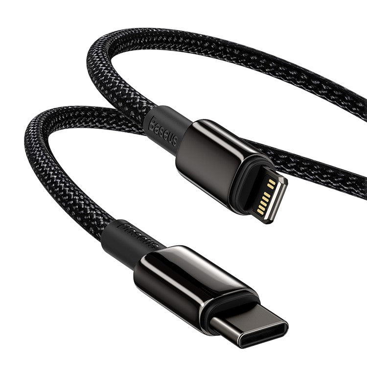 BASEUS 1m Type-C to iP Cable PD 20W Fast Charging Crod Data Sync Cable Support 480Mbps Transmission - Black