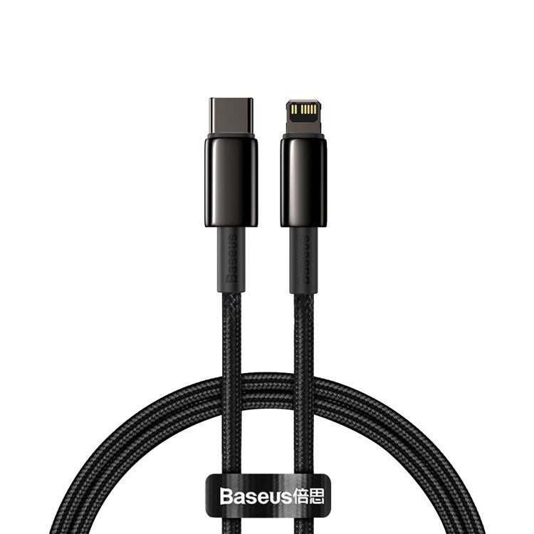 BASEUS 1m Type-C to iP Cable PD 20W Fast Charging Crod Data Sync Cable Support 480Mbps Transmission - Black