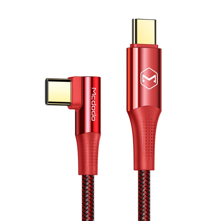 MCDODO CA-832 100W Type-C to Type-C Firefox Series for iPhone 15 Series Fast Charging Cable Elbow Design Data Cable, 1.2 meters - Red