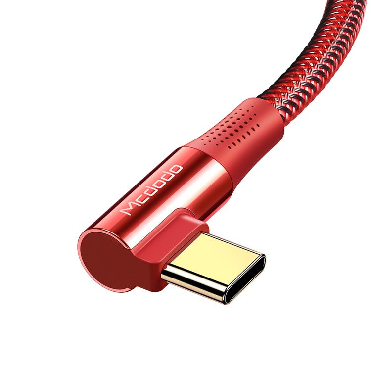 MCDODO CA-832 100W Type-C to Type-C Firefox Series for iPhone 15 Series Fast Charging Cable Elbow Design Data Cable, 1.2 meters - Red