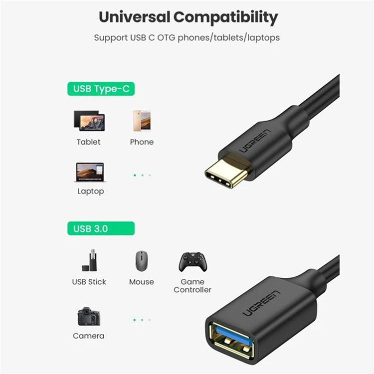 UGREEN USB C to USB Adapter OTG Cable USB Type C Male to USB 3.0 Female Cable Adapter for MacBook Pro