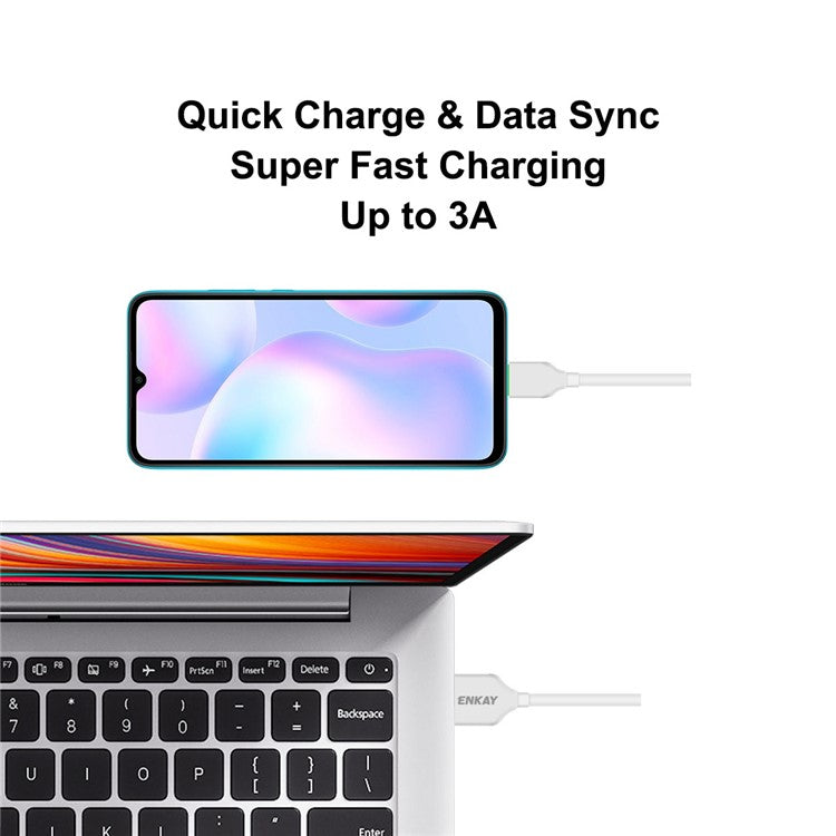 ENKAY ENK-CB306 1m USB 2.0 to Micro USB 3A Data Sync Fast Charging Cable Wire for Samsung Huawei Xiaomi Note Tablet